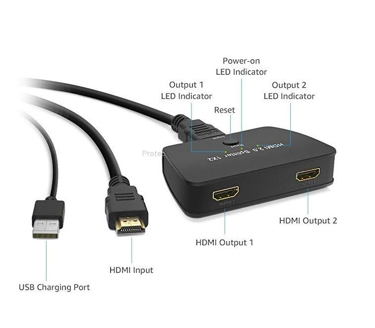 מפצל PROTEC HDMI Splitter 4k 1x2 DM171