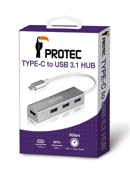 מפצל PROTEC Type-C to USB 3.1 HUB DM152