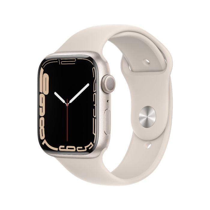 שעון חכם Apple Watch 7 GPS, 45mm Starlight Aluminium Case MKN63HB/A  - לבן